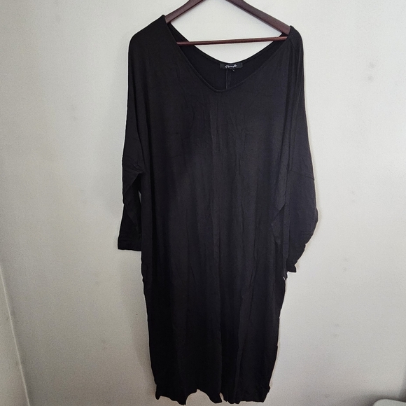 Yana K Dress 3/4 Lisa Long Sleeve Black Neutral Casual Oversized Loose Fit - Picture 2 of 11
